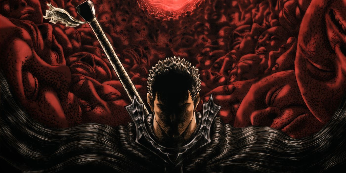 Berserk Guts in front of a red moon