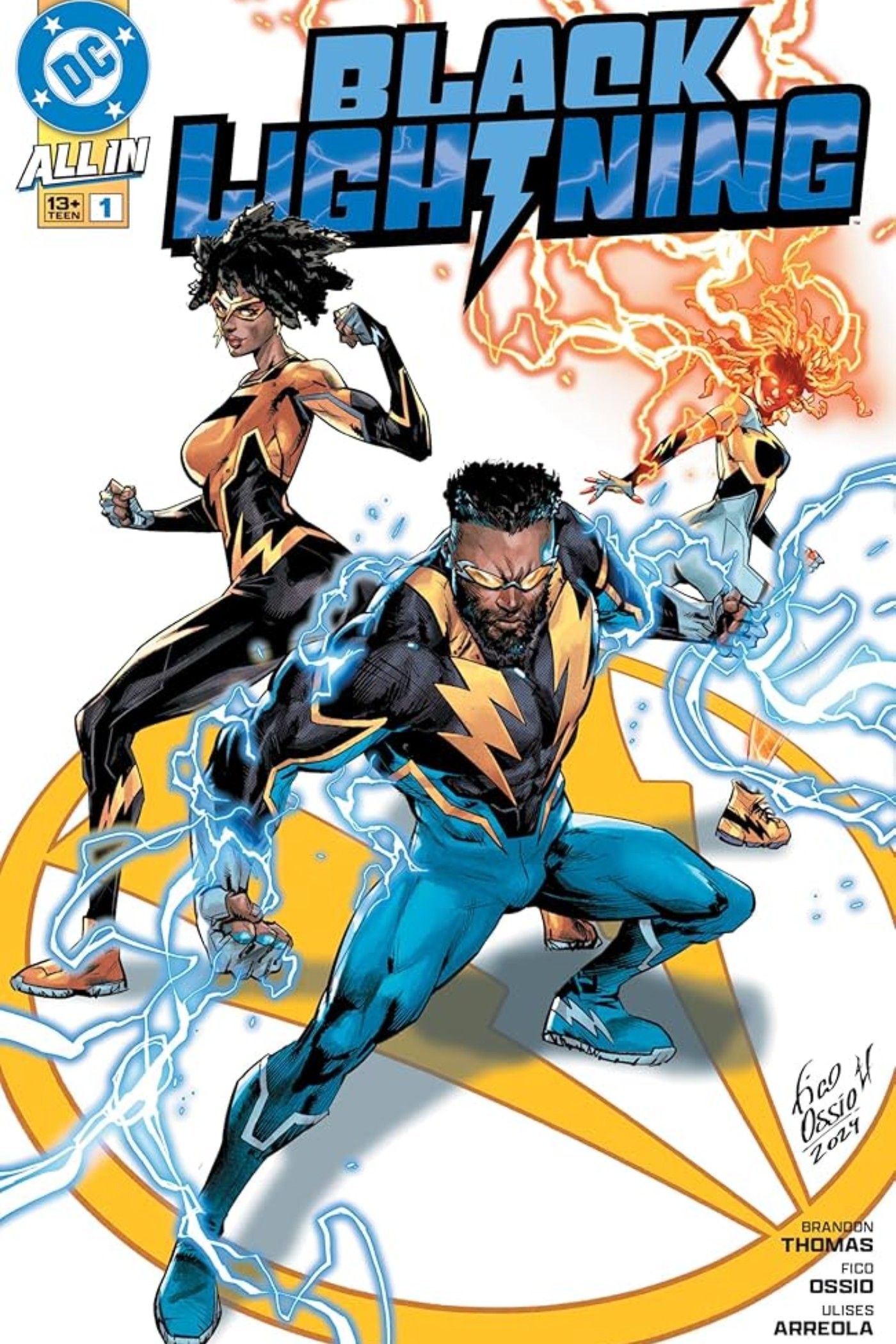 Arte da capa do Black Lightning # 1 2024 ao lado de Thunder and Lightning