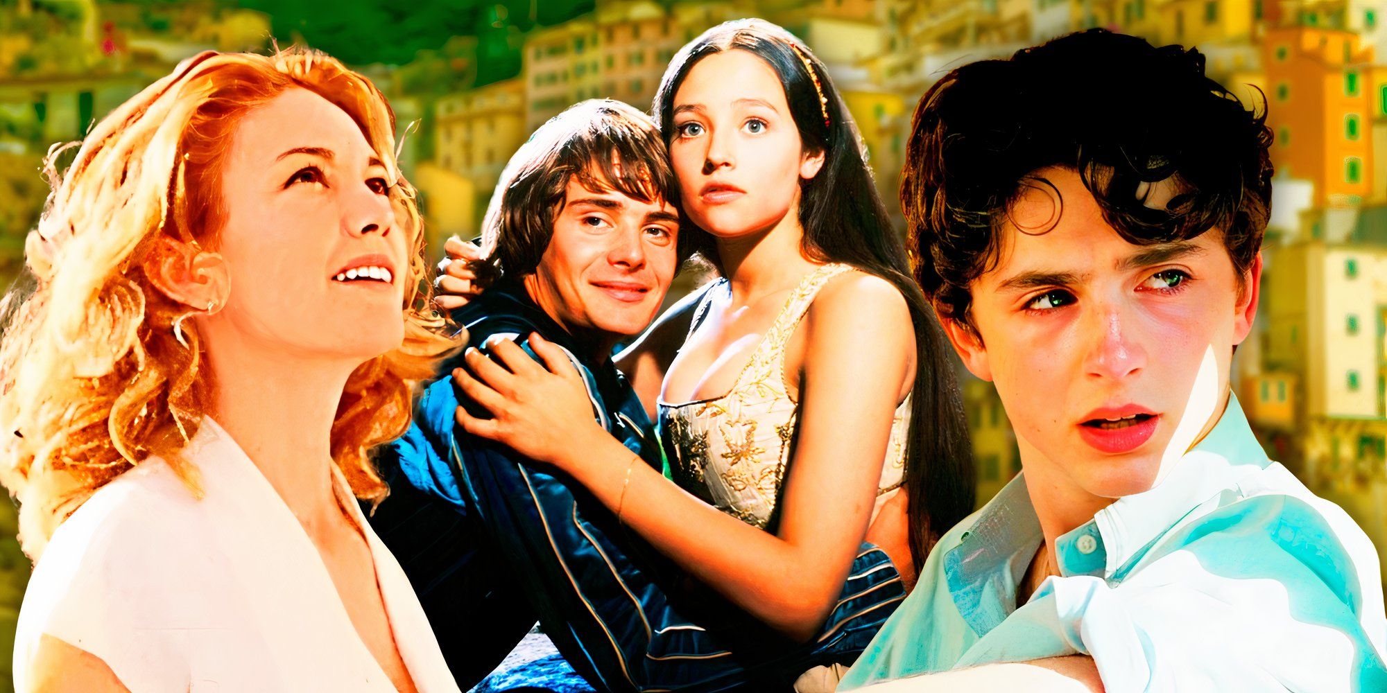 Blended image of stills from Under the Tuscan Sun, Romeo and Juliet (1968), and Call Me By Your Name