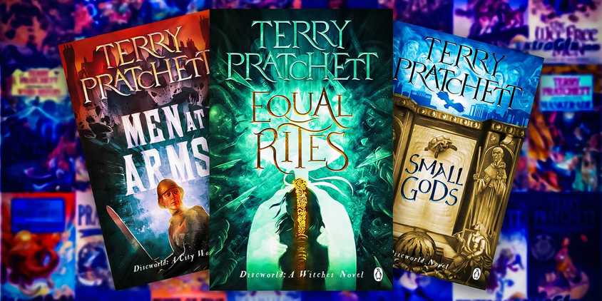 Equal Rites, Small Gods and Men at Arms by Terry Pratchett.