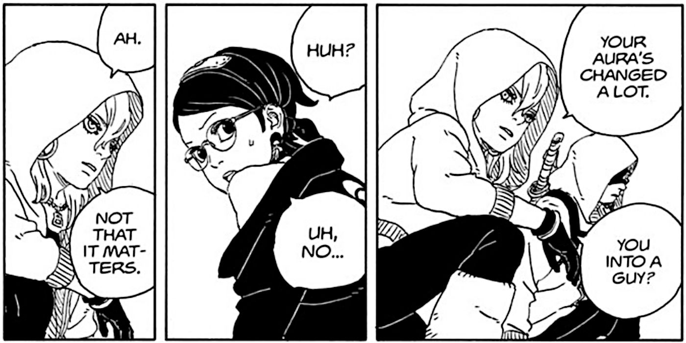 Boruto Two Blue Vortex chapter 16 Yodo asking Sarada about guys