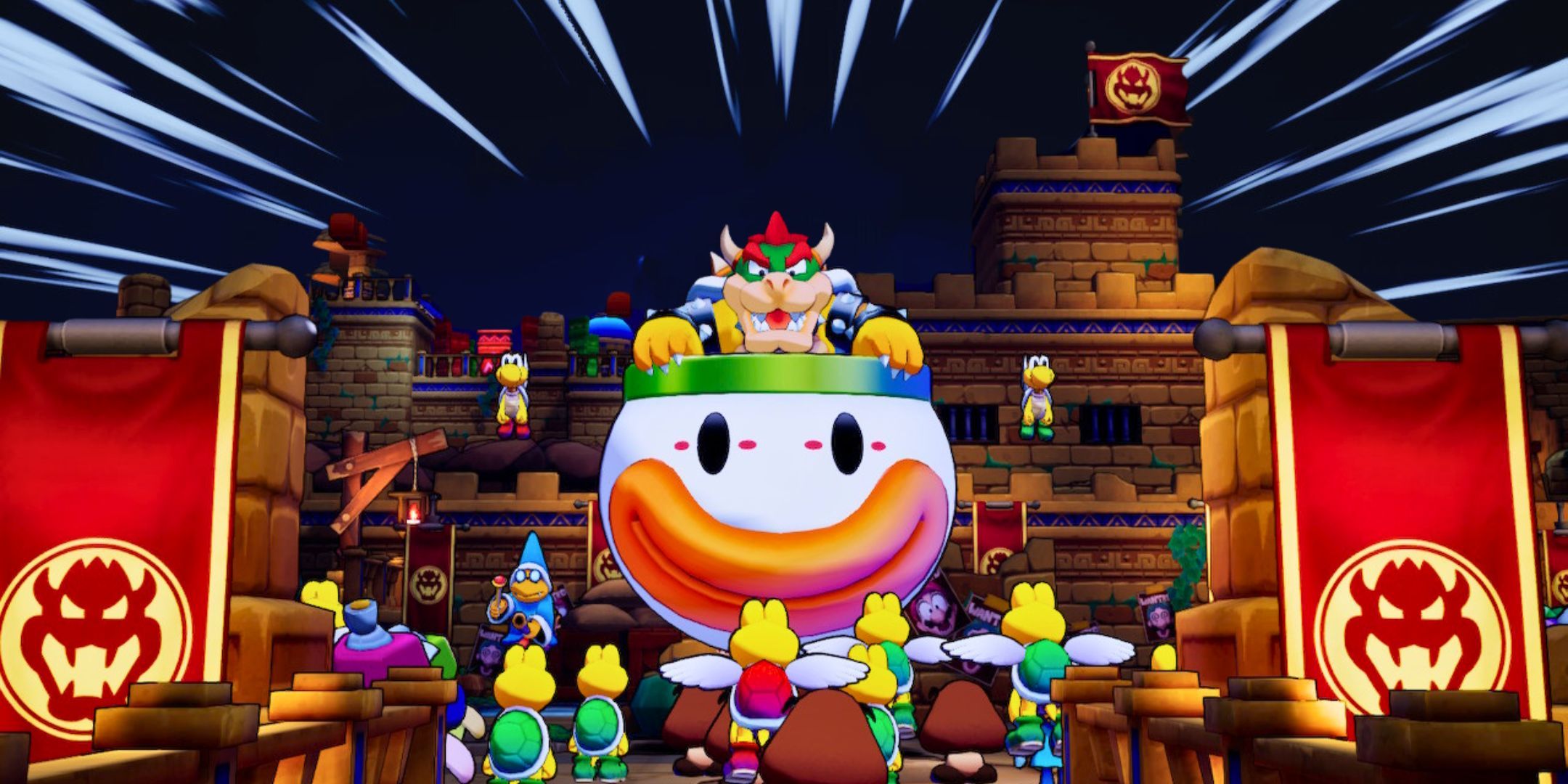 Bowser y los koopas en la isla de la hermandad de Mario y Luigi