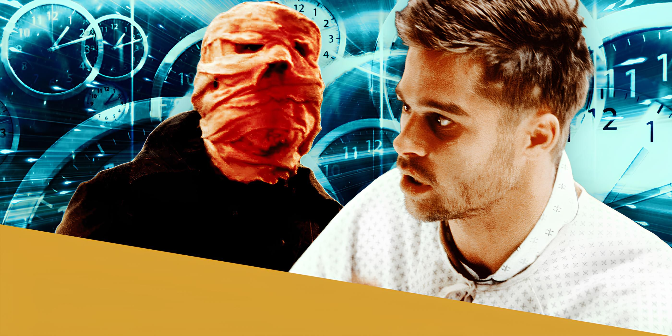 Brad Pitt in the mental asylum from 12 Monkeys and The bandaged man from Timecrimes