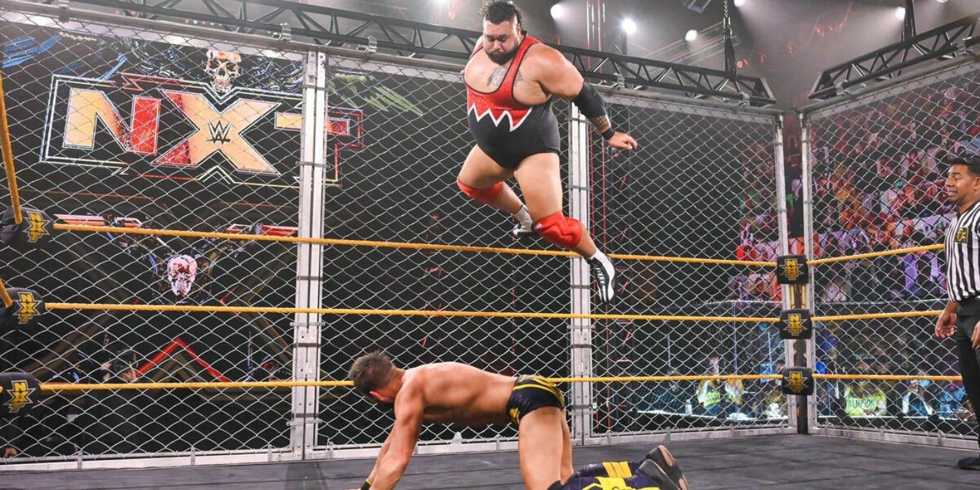 Bronson Reed vai para o Tsunami dentro de uma luta em uma jaula de aço contra o campeão norte-americano do WWE NXT Johnny Gargano