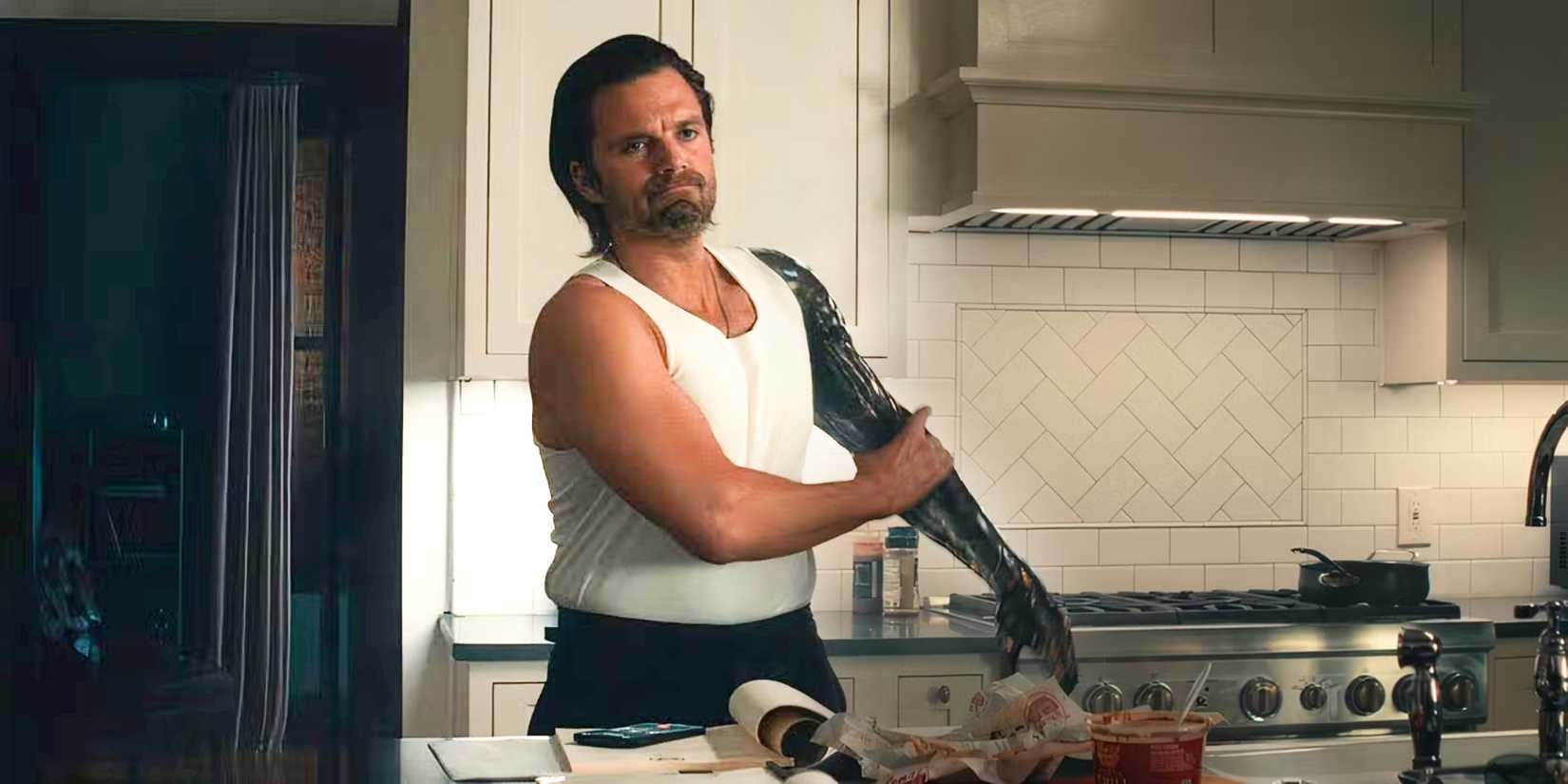 Bucky Barnes takes his vibranium arm out of the dishwasher in Thunderbolts_ trailer