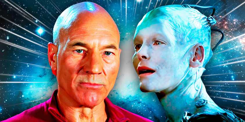 Captain Picard and the Borg Queen from Star Trek First Contact