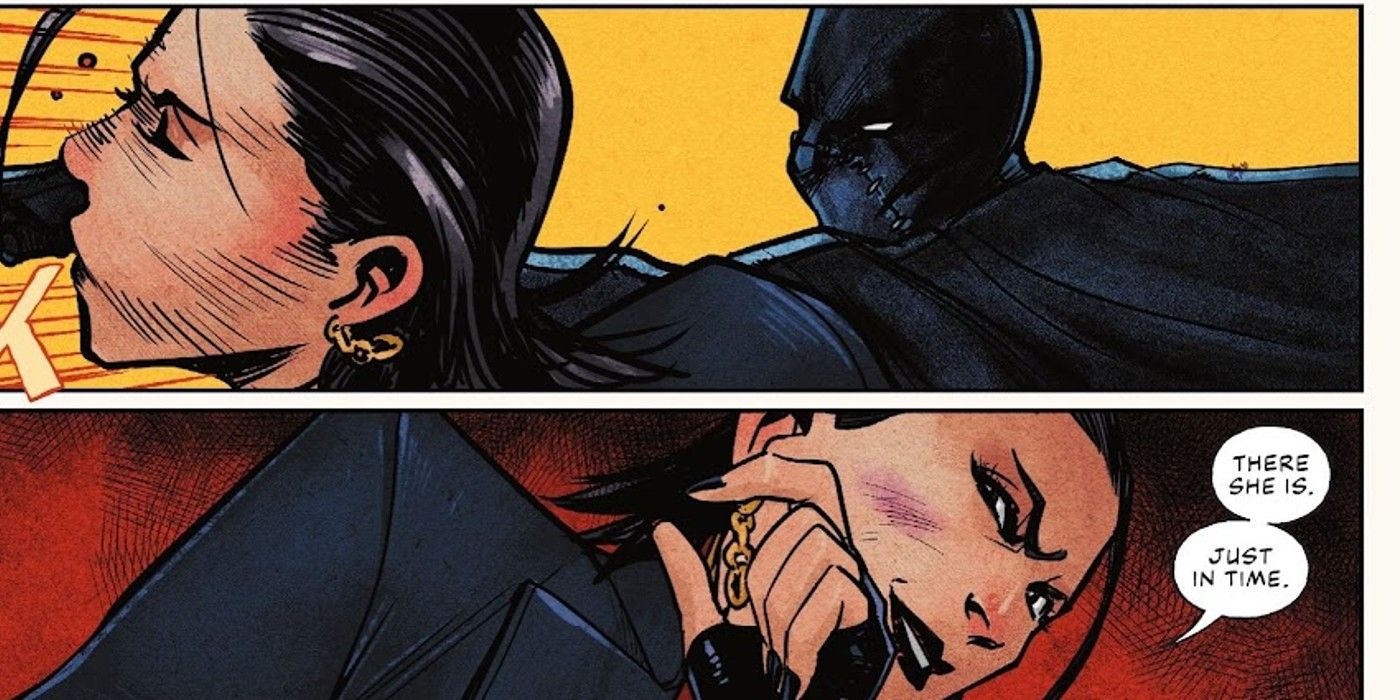 Paneles de cómics: Cassandra Cain golpea a Lady Shiva en la cara.