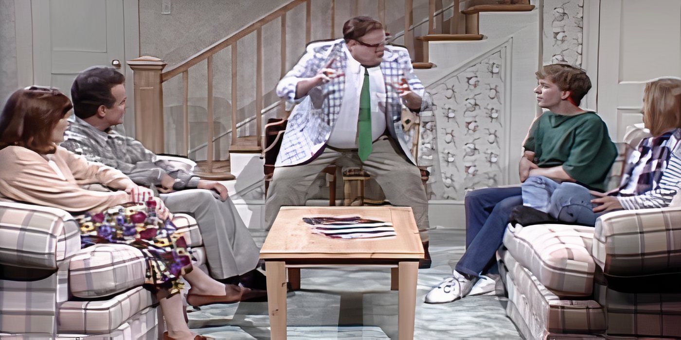 Chris Farley in der Rolle von Matt Foley im SNL Van den Skizzenfluss hinunter