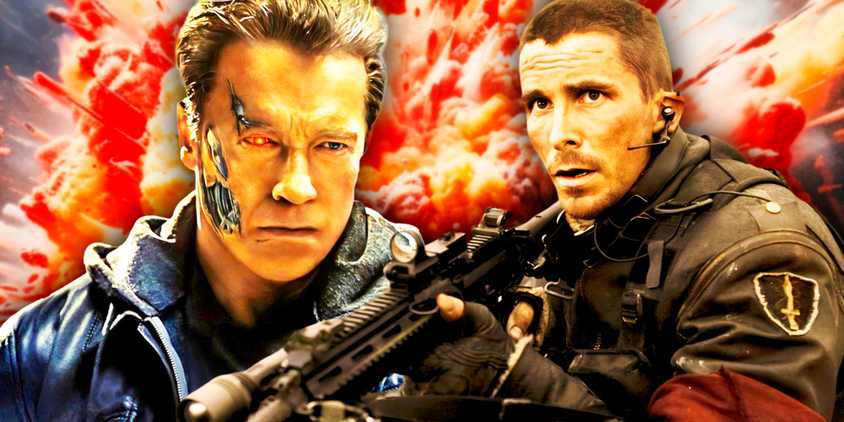 Christian Bale's John Connor from Salvation and Arnold Schwarzenegger Terminator