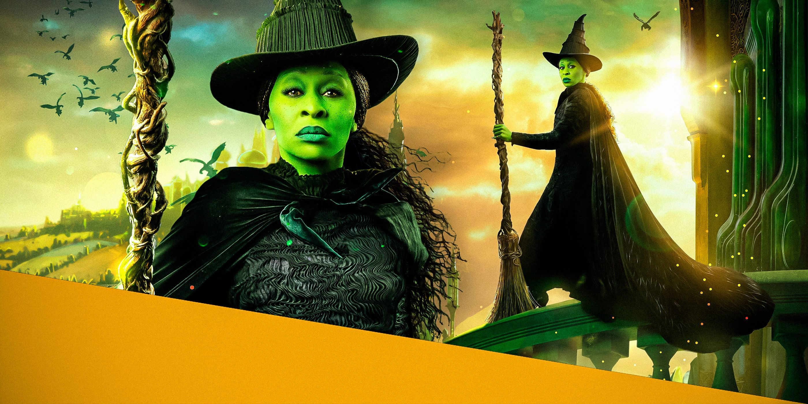 Collage of Cynthia Erivo as Elphaba In Wicked