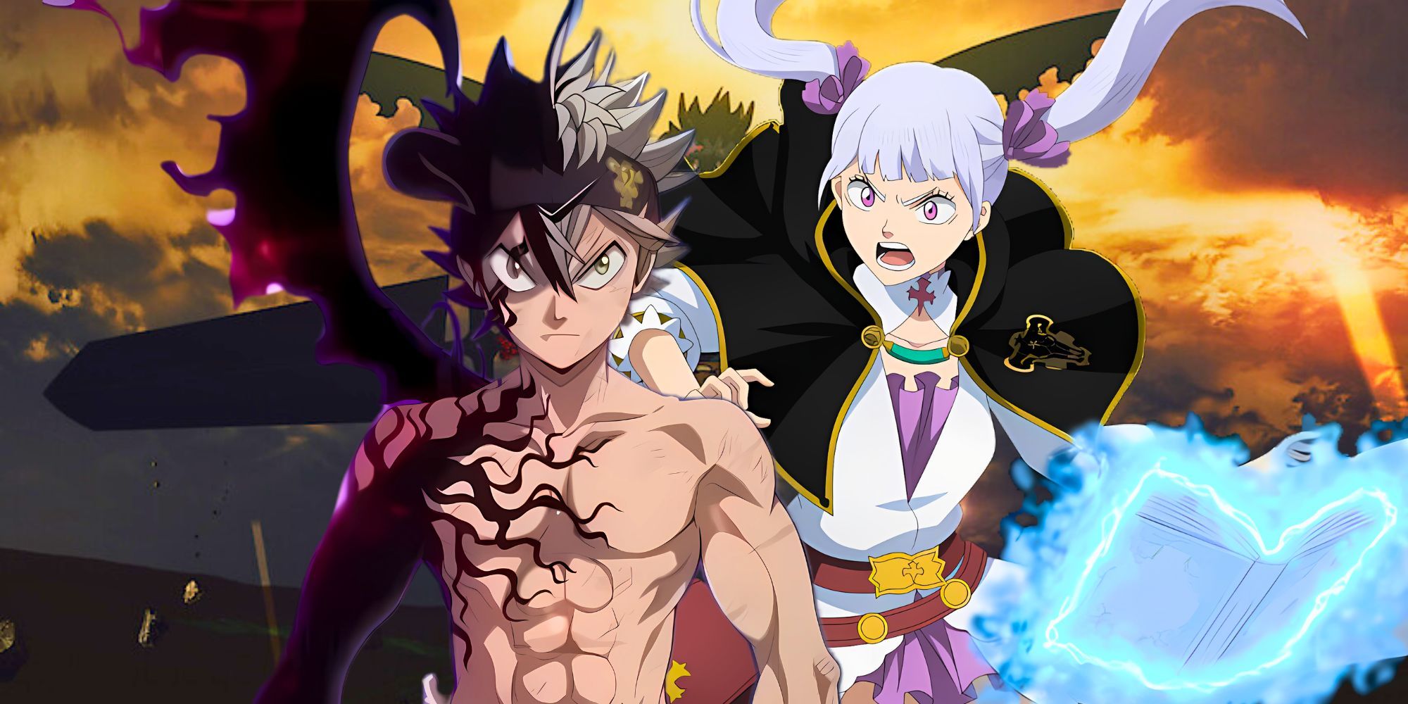 Custom image with Asta and his Devil form and Noelle while casting a spell