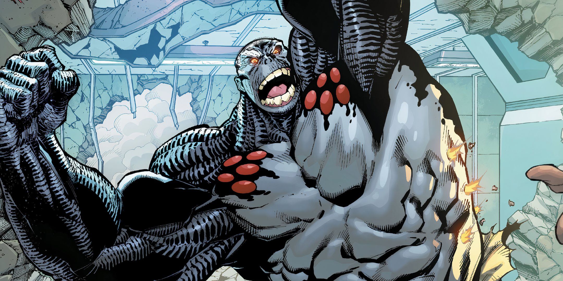Comic book art: Damage loses control.