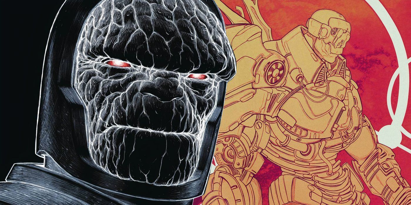 Comic book art: Darkseid side by side with the Scavenger