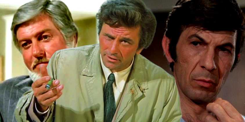 Blended image of Dick Van Dyke, Peter Falk, and Leonardo Nimoy in Columbo