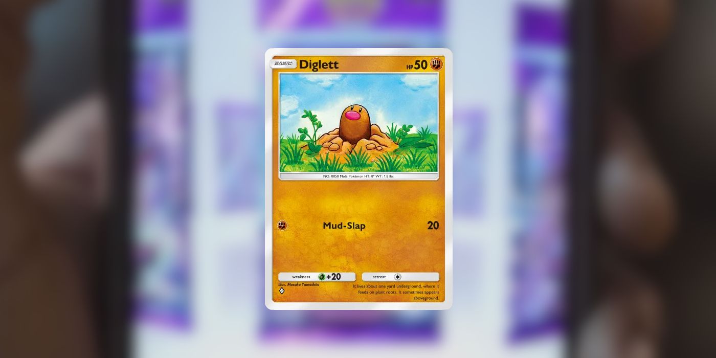 Tarjeta Diglett de Pokémon TCG Pocket con el juego de fondo