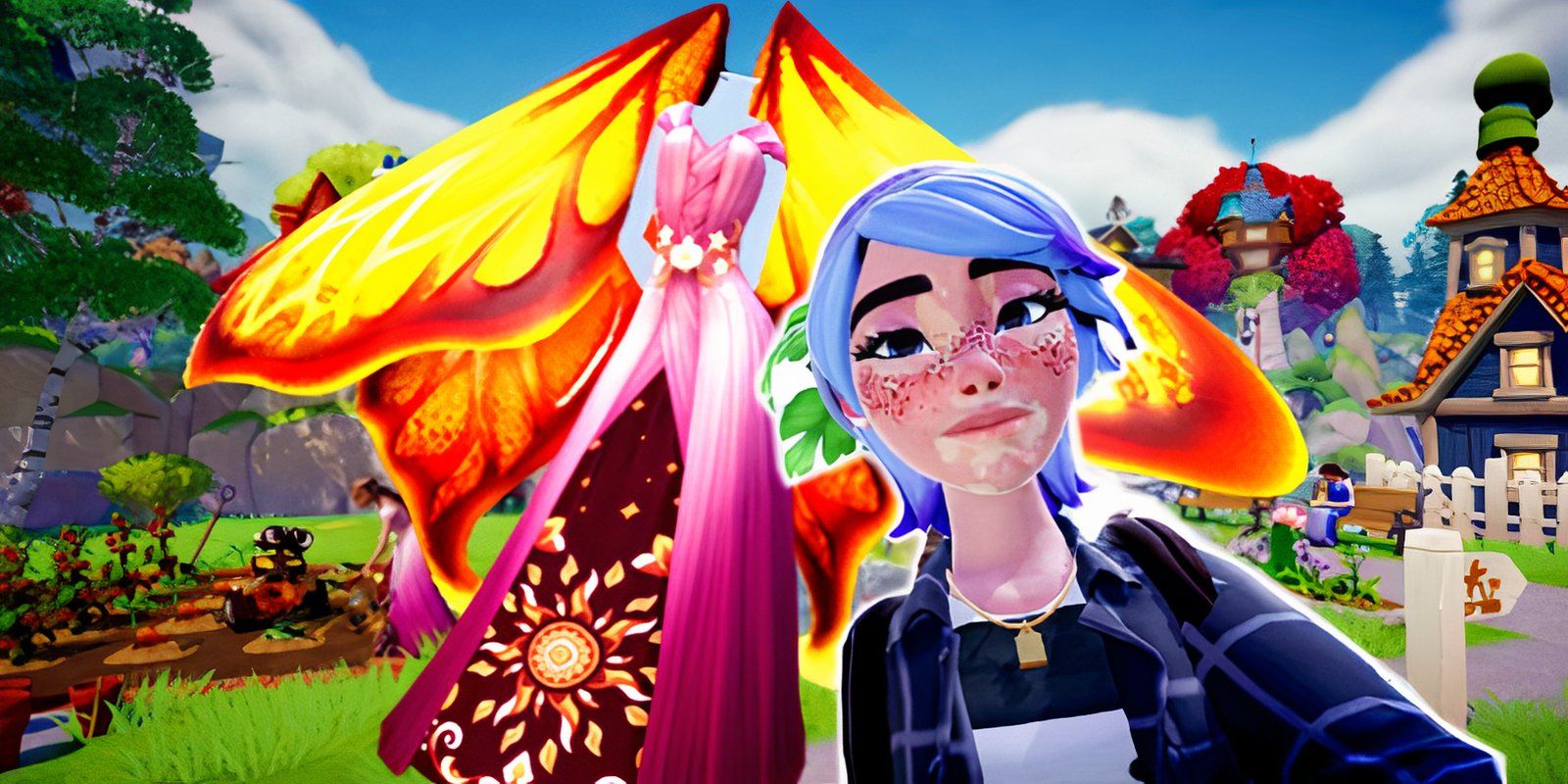 Disney Dreamlight Valley player taking a selfie with a winged dress