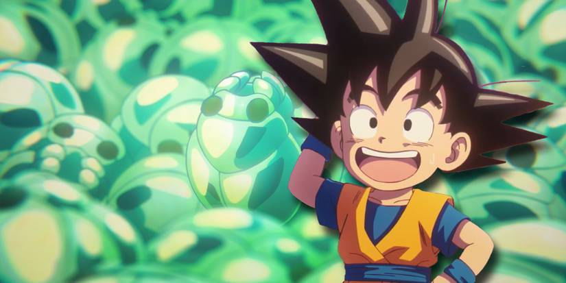 Mini Goku in front of a pile of Join Bugs.