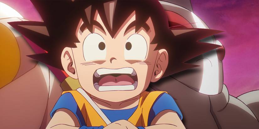 Goku looking surprised in front of the Tamagami.