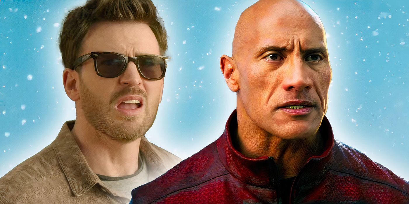 Foto editada de Dwayne Johnson y Chris Evans luciendo el Red One.