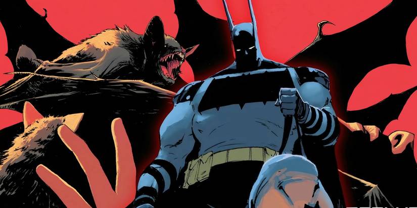 Comic book art: Batman overlayed on scary bat art by Nick Dragotta