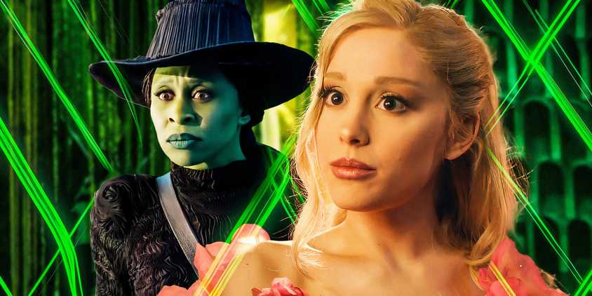An edited image of Elphaba and Glinda in Wicked.