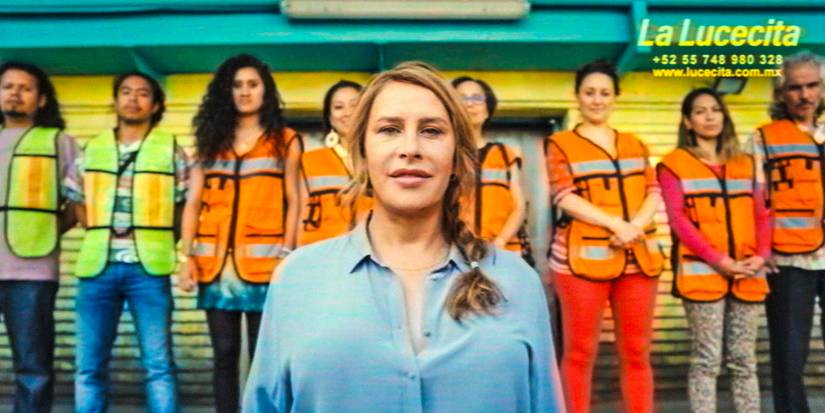 Emilia Pérez (Karla Sofía Gascón) with her team from the NGO, La Lucecita in Emilia Pérez