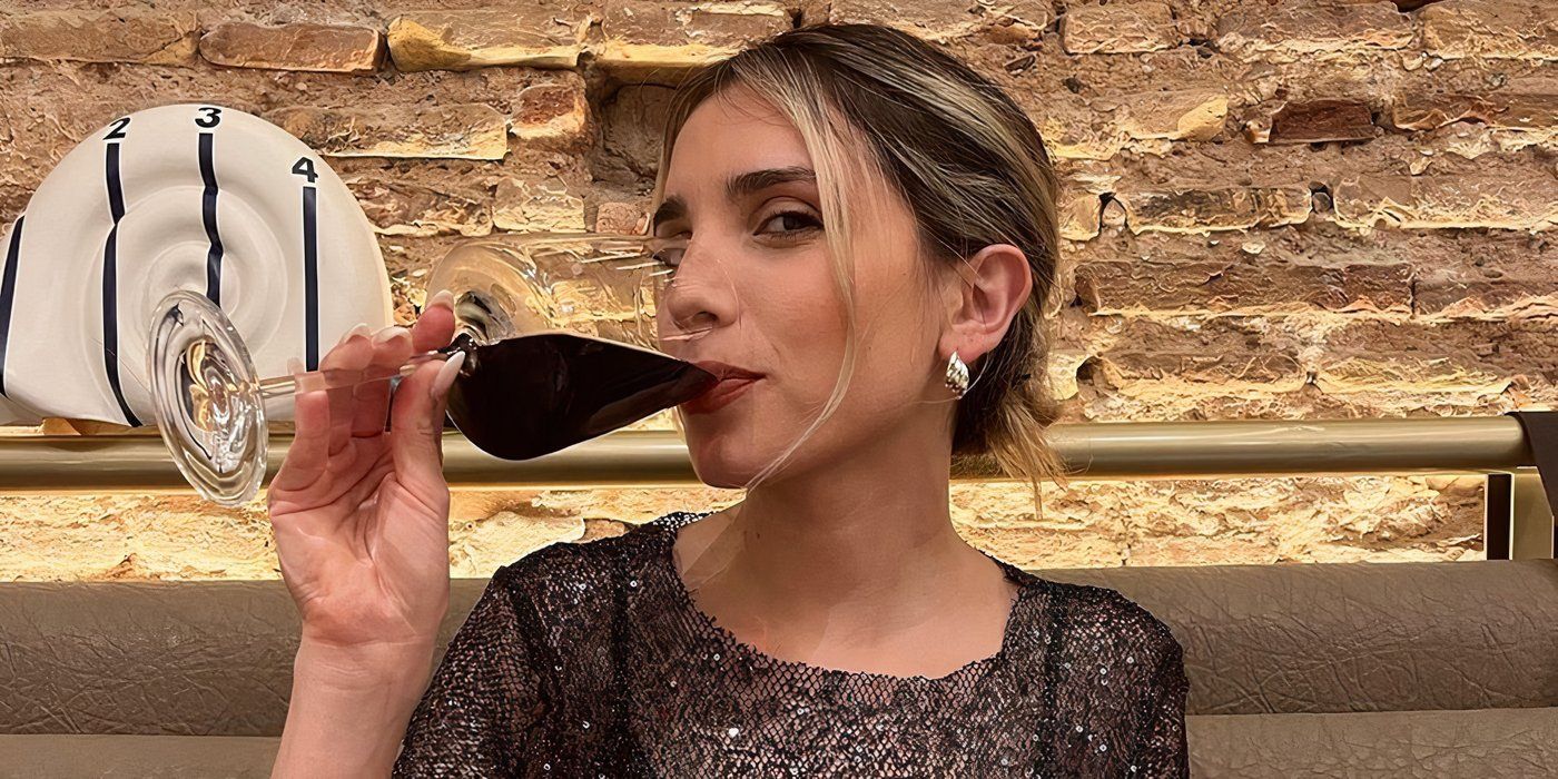 Love Is Blind: Argentina season 1 Emily Ceco sipping wine