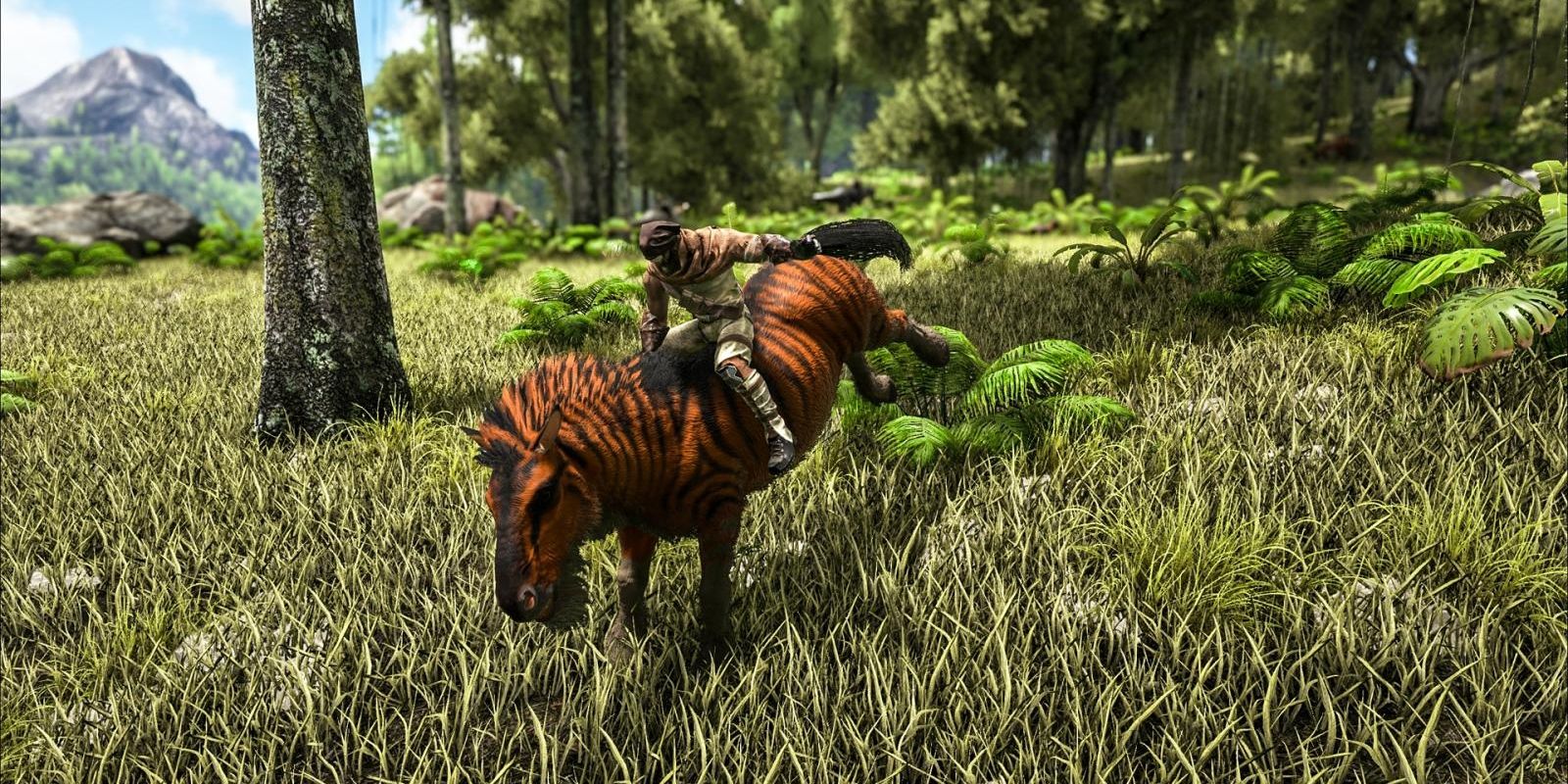 Un jugador que intenta domesticar a Equus en Ark.