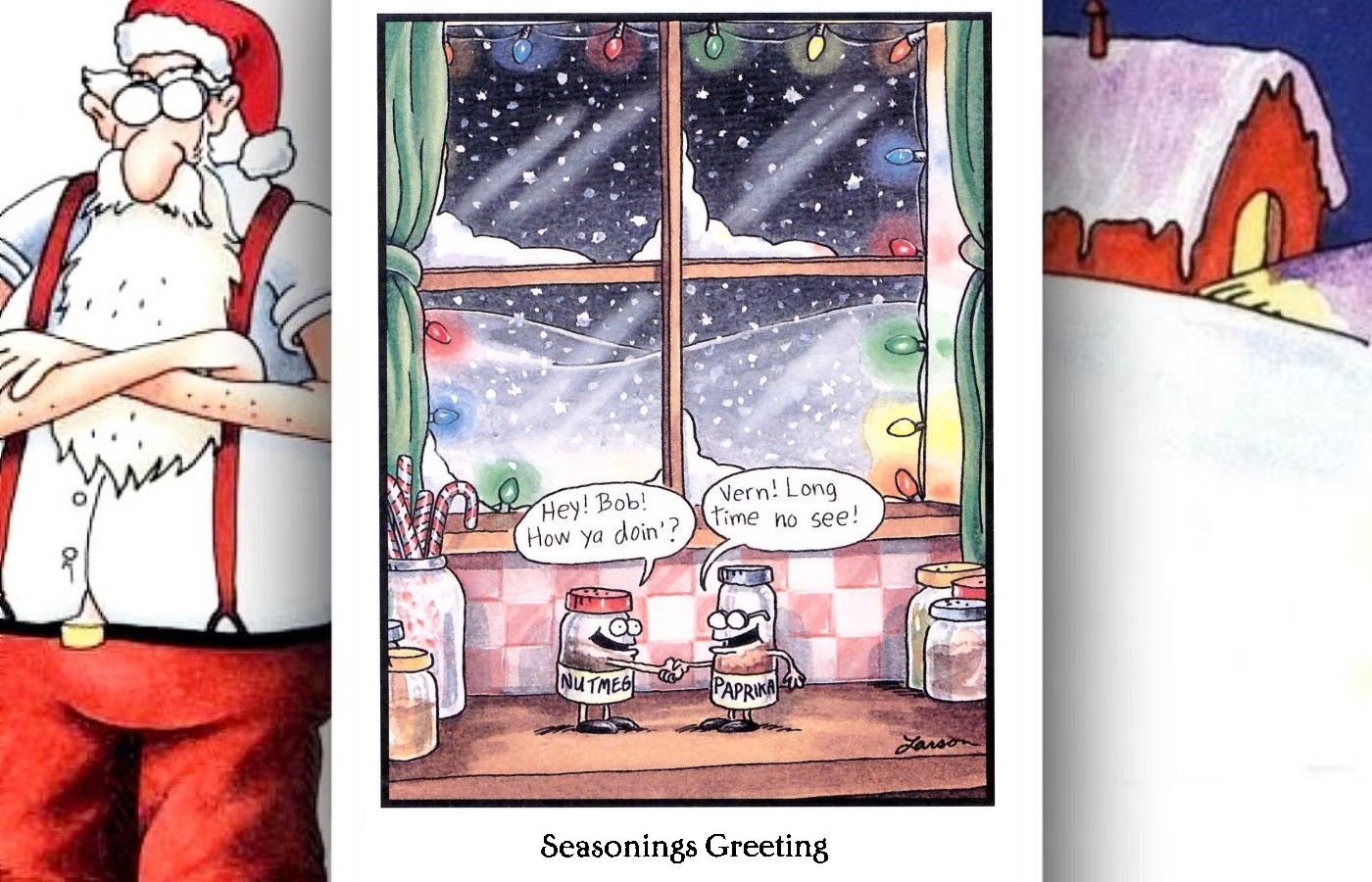 far side comic punning on season's greetings