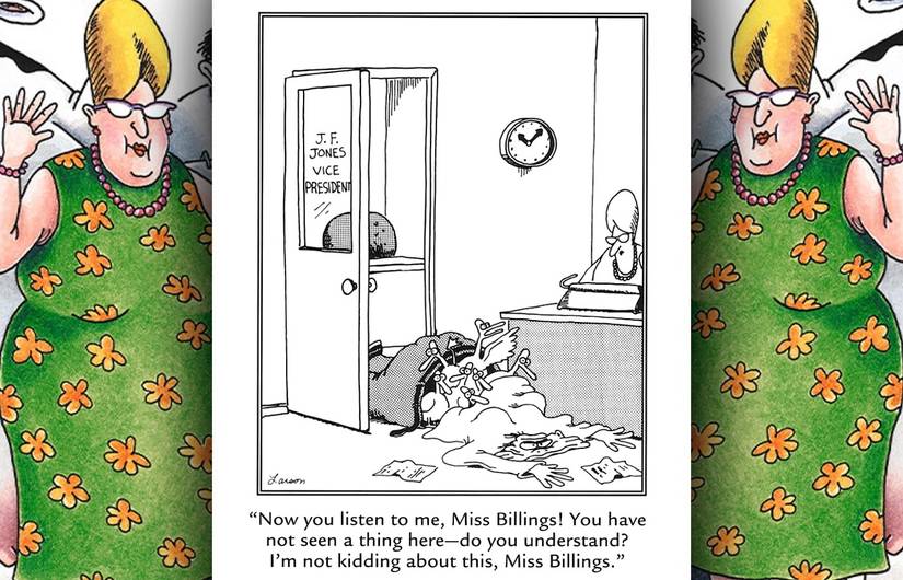 far side comic where a man is secretly a group of ducks in disguise