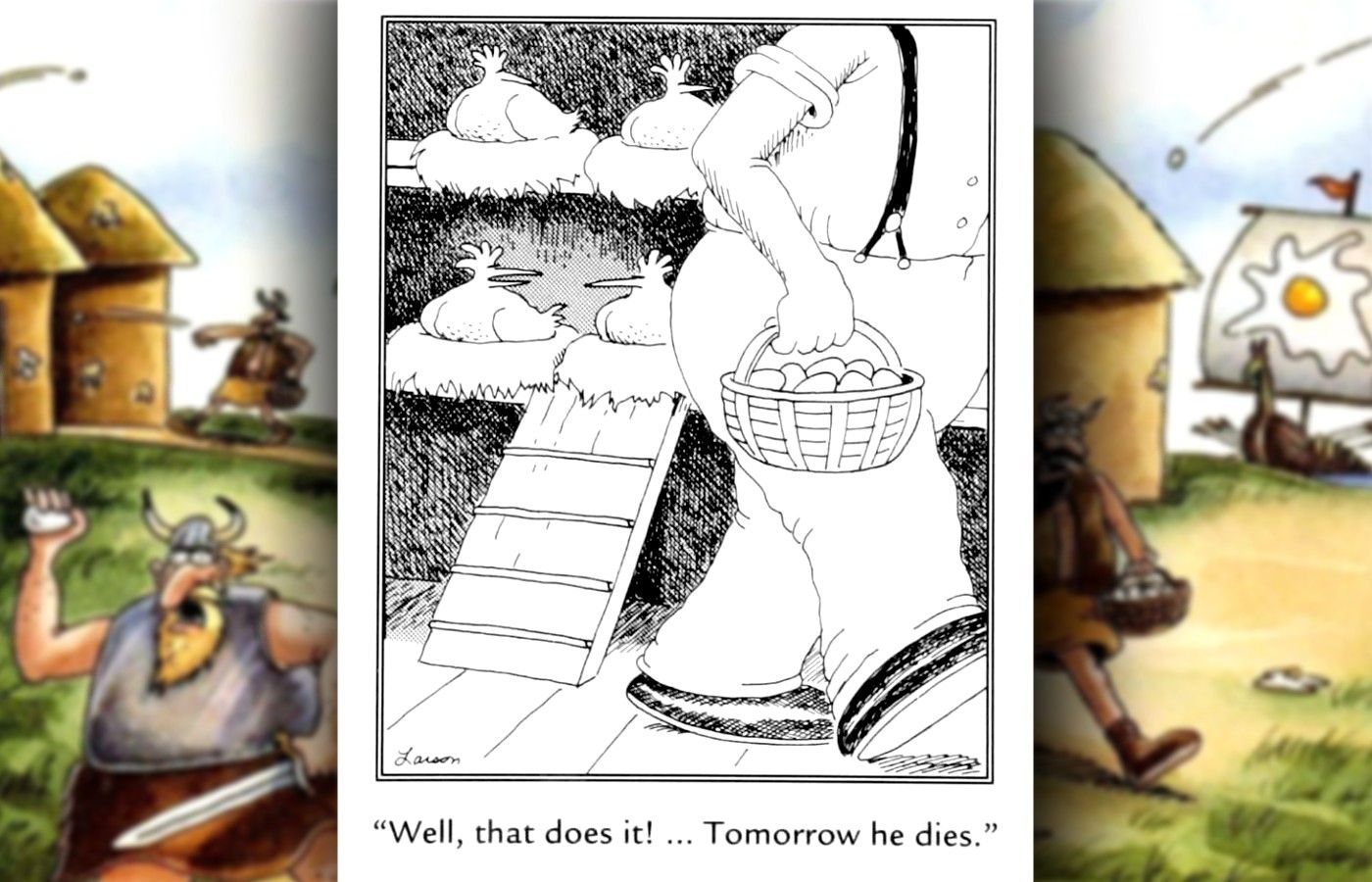 far side farmer vs chickens comic