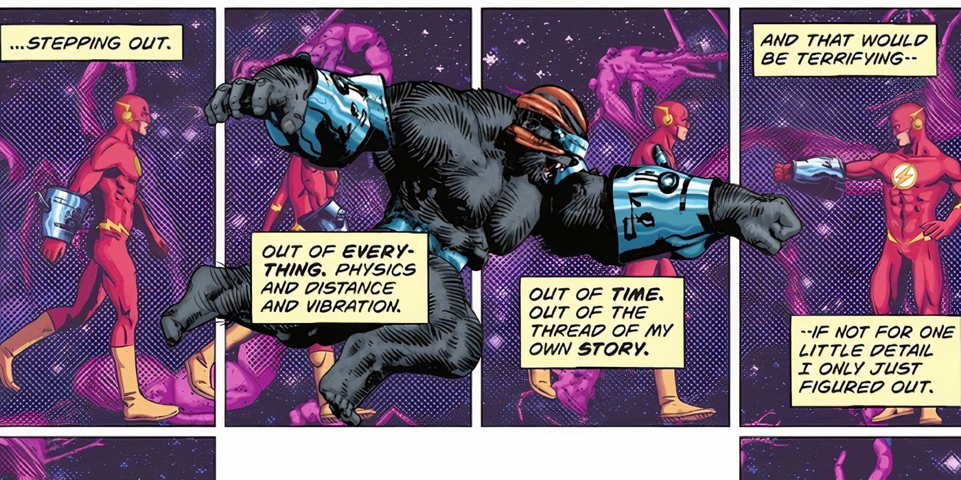 Comic Panels: Wally West leaves reality to avoid Gorilla Grodd.