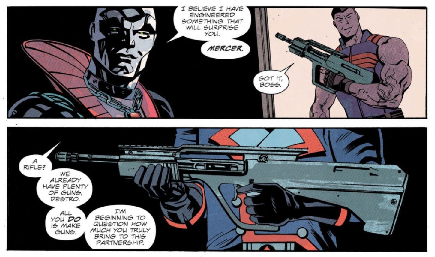 GI Joe #1 Destro apresenta seu novo rifle laser ao Cobra Commander-1