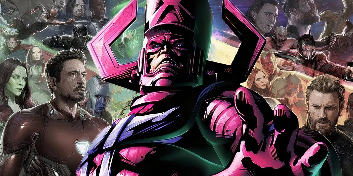 Galactus with the entire MCU Avengers behind him.