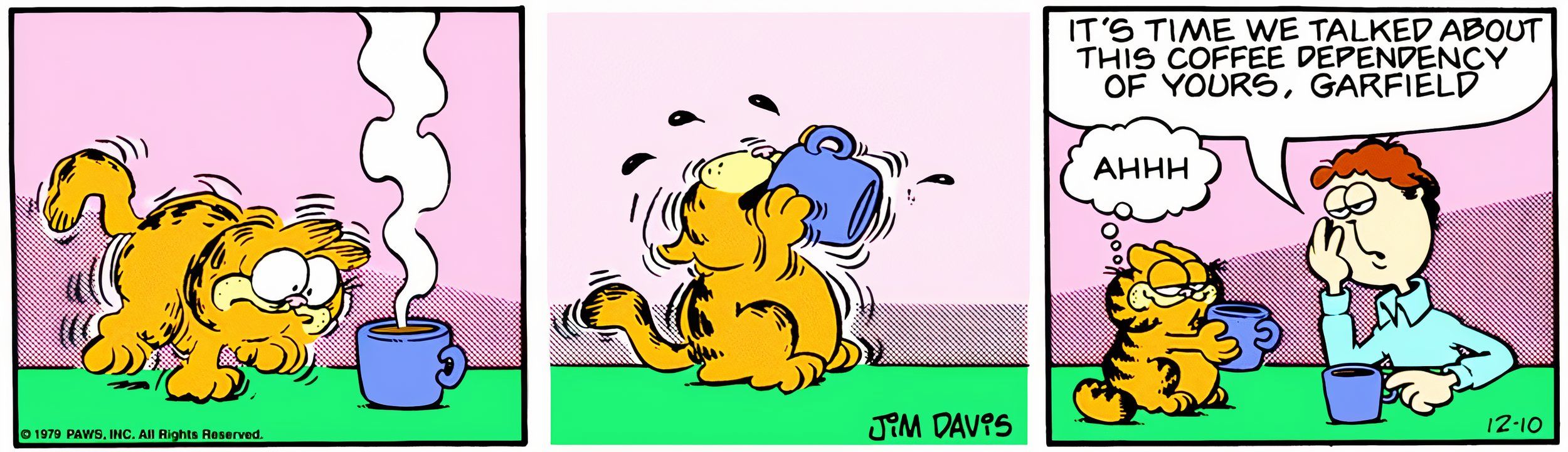 Garfield, 10 de dezembro de 1979, Jon tenta conversar com Garfield sobre sua dependência de cafeína