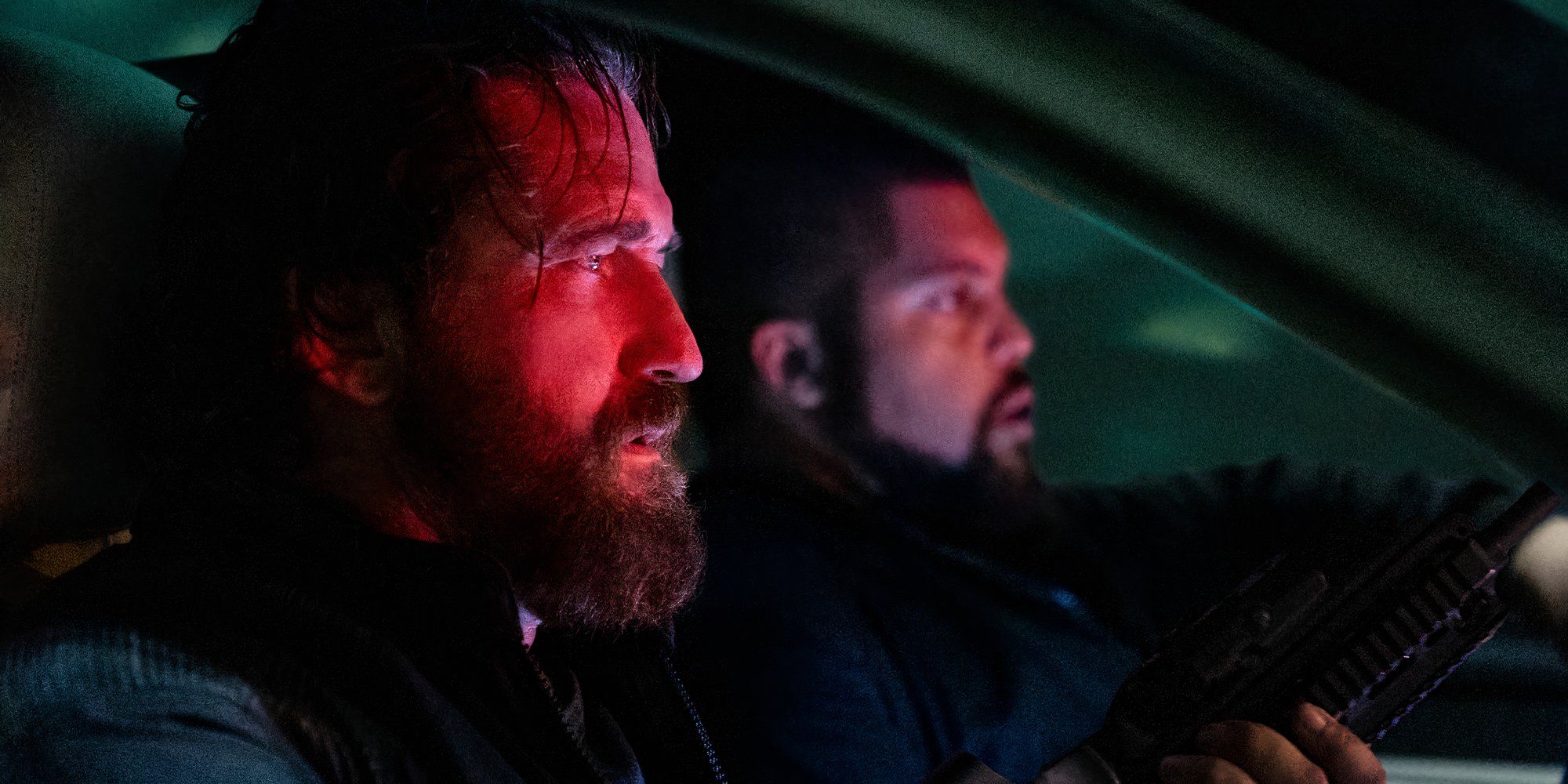 Gerard Butler and O'Shea Jackson Jr in a car together in Den of Thieves 2 Pantera