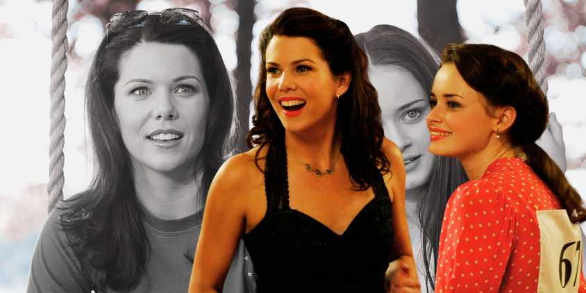 A composite image features Alexis Bledel and Lauren Graham in Gilmore Girls