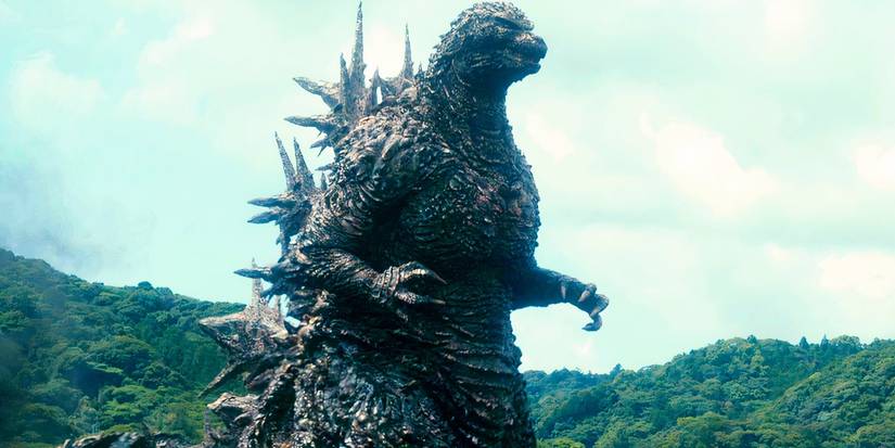 Godzilla stomping around off the coast in Godzilla Minus One