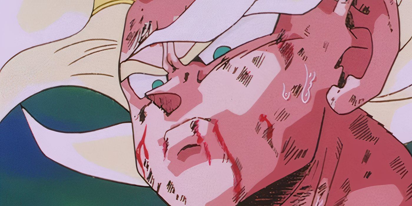 Goku frowning after using his Angry Kamehameha to defeat Frieza on Namek.