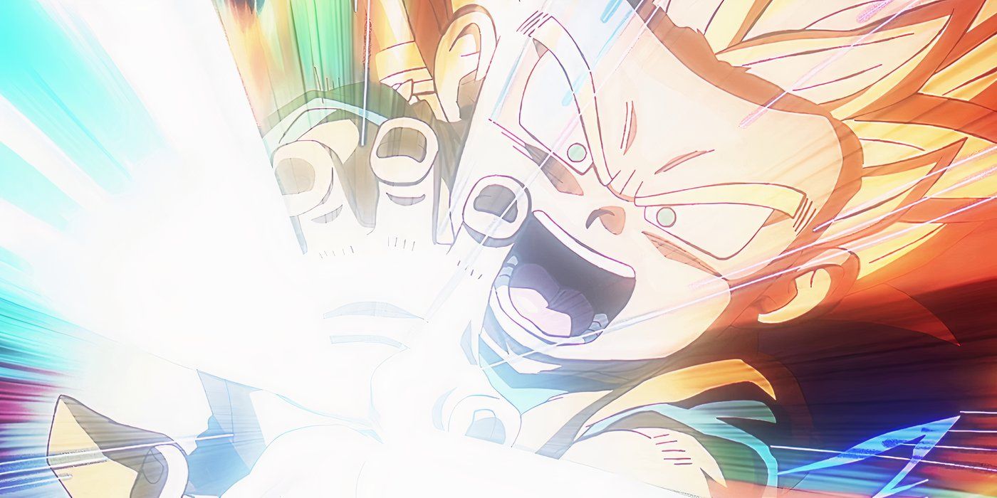 Goku firing a Kamehameha at the Tamigami in Daima Episode #9.