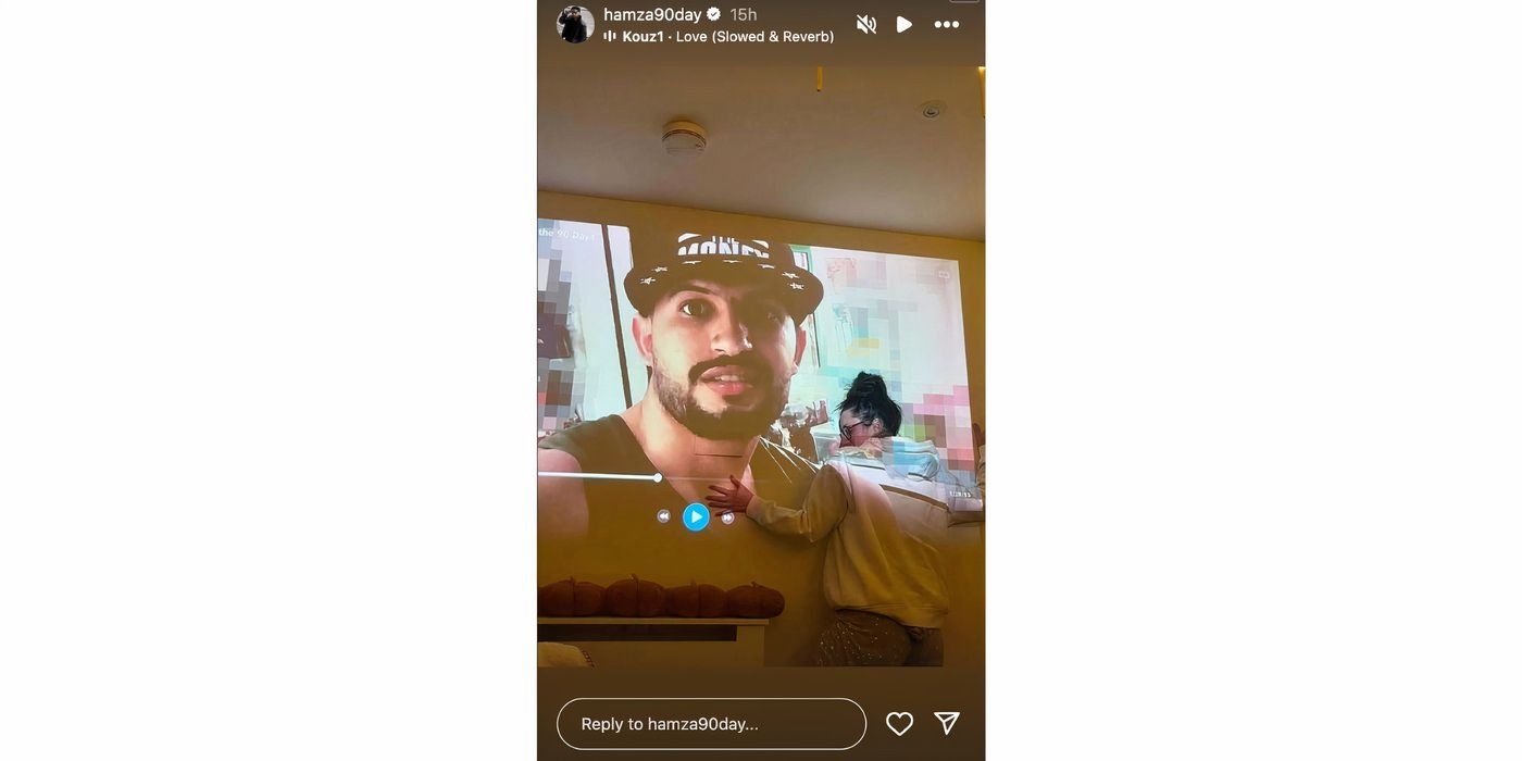 Hamza Moknii in 90 Day Fiance on Instagram Story showing girlfriend