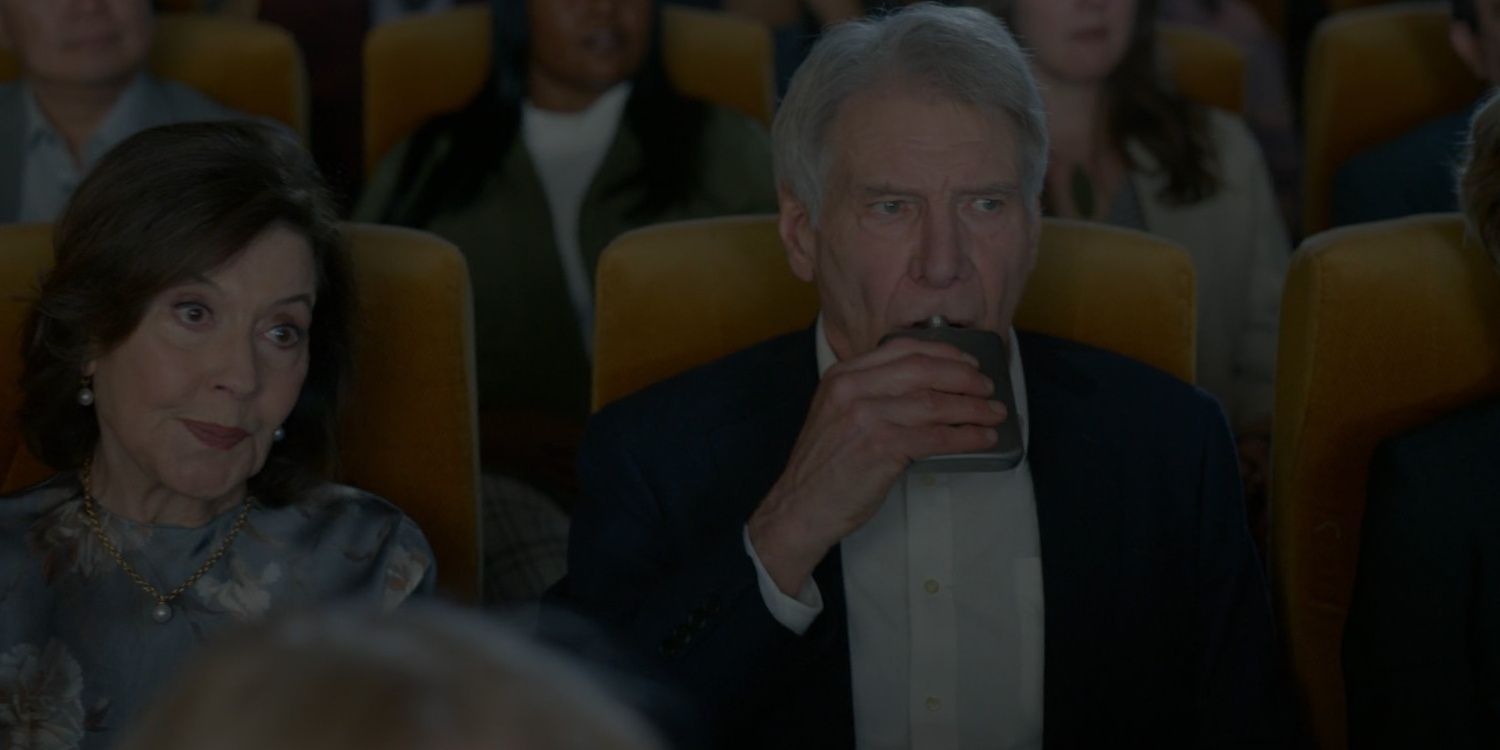 Paul (Harrison Ford) drinking from a flask in Shrinking season 2, episode 5