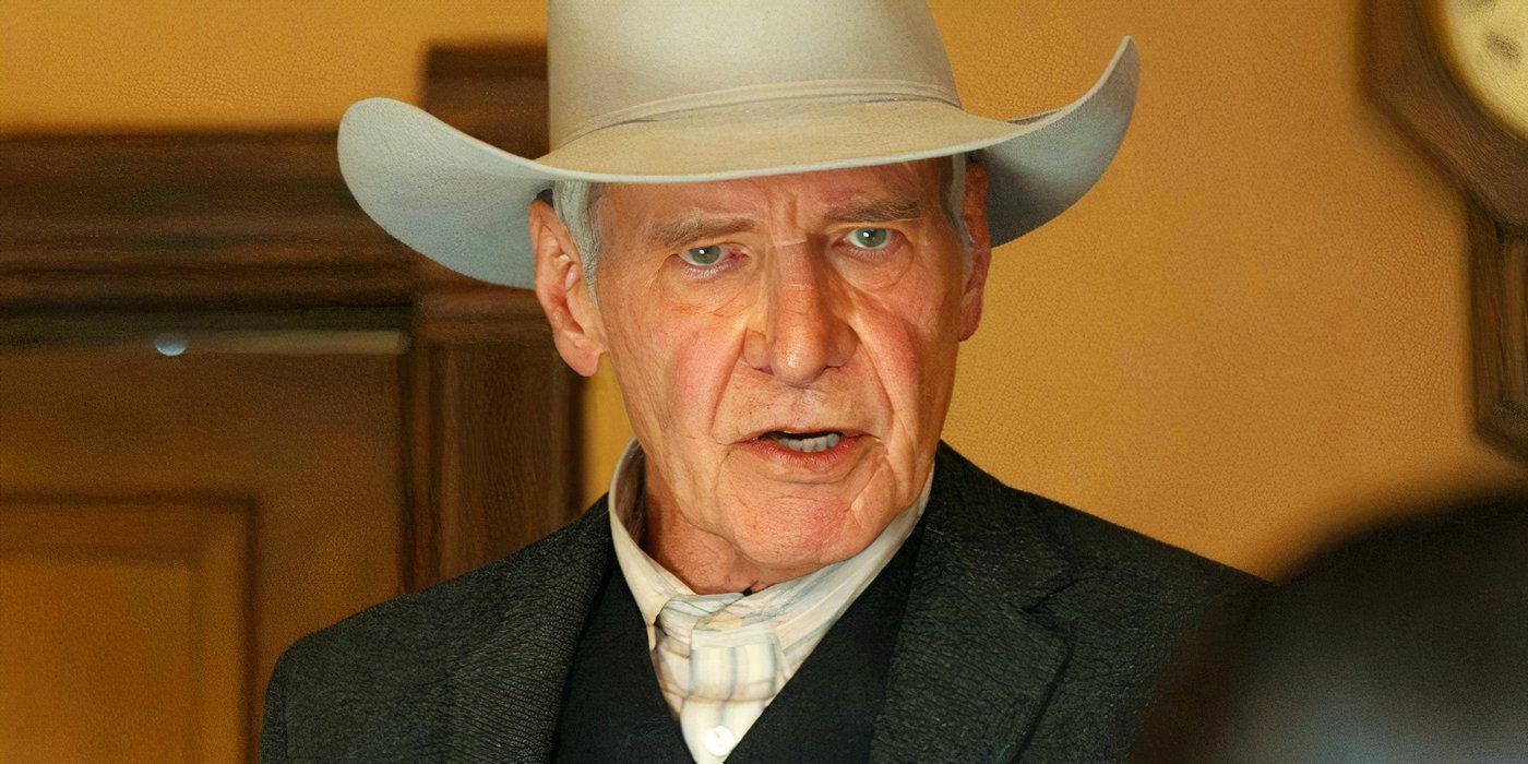 Harrison Ford looking angry in a cowboy hat in 1923 season 1