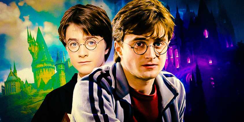 Harry Potter with Hogwarts Legacy castle imagery