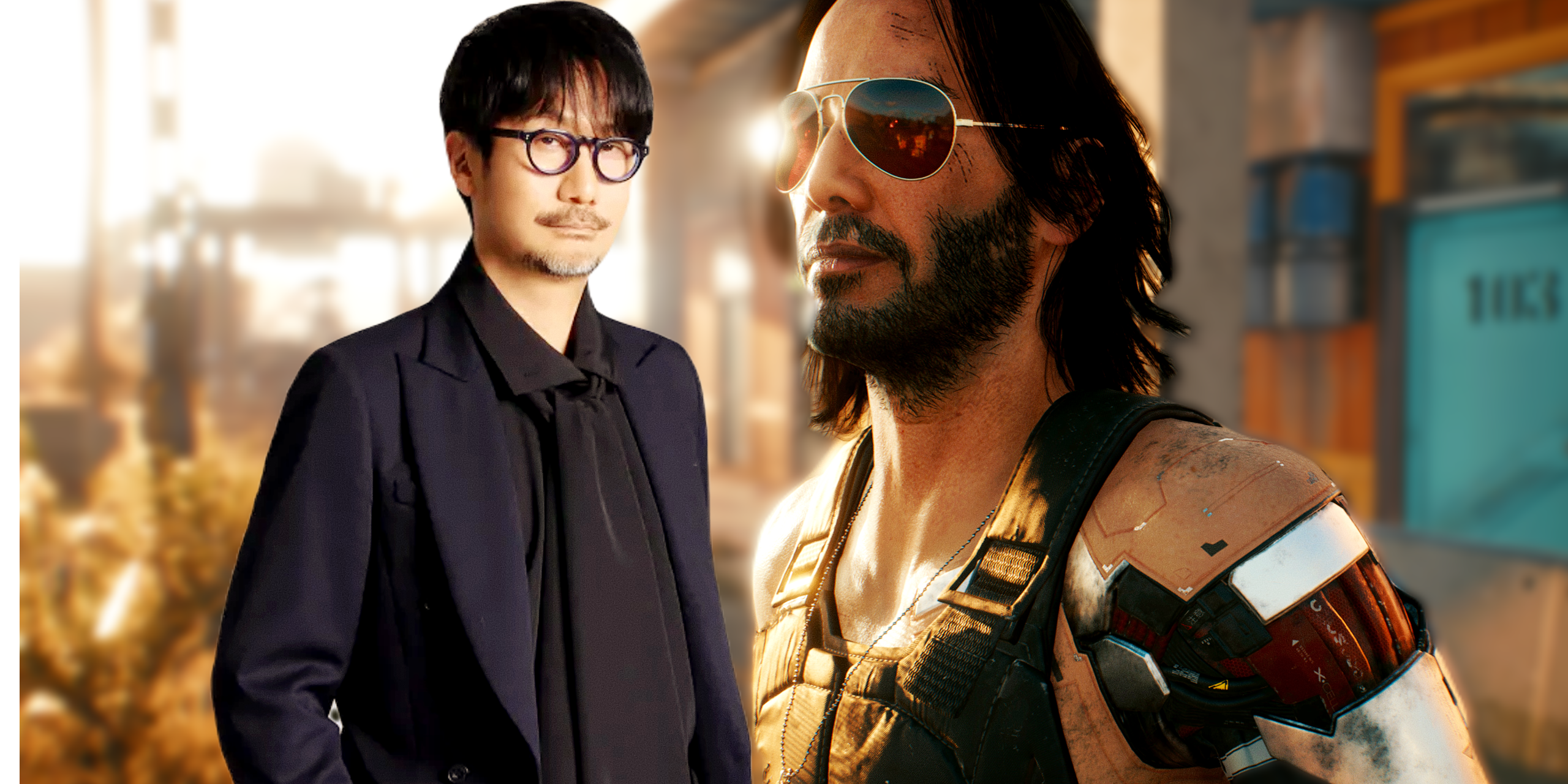 Hideo Kojima and Keanu from Cyberpunk