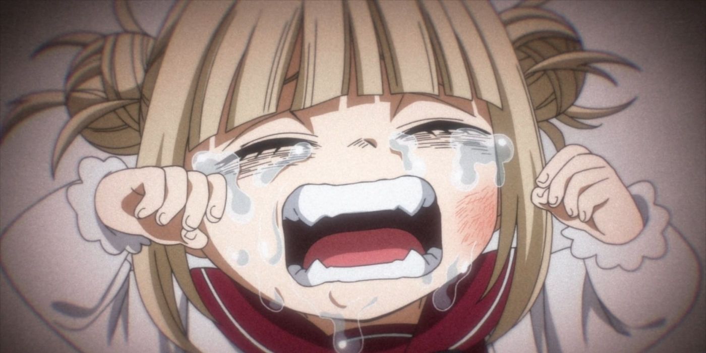 Himiko crying after being screamed at by her parents for her Quirk. 