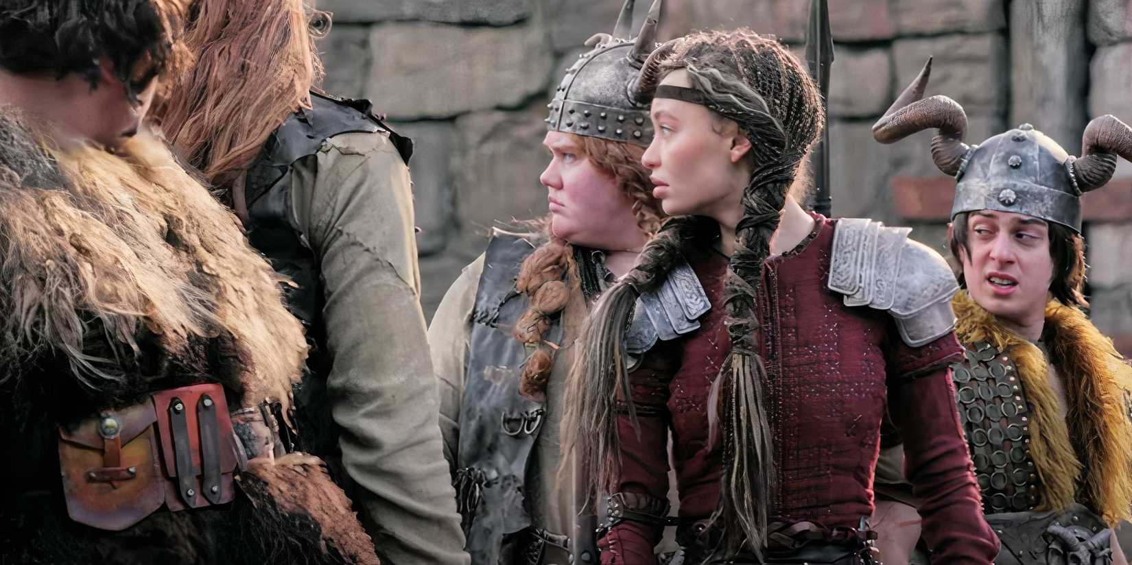 Astrid and her classmates in the live-action How to Train Your Dragon