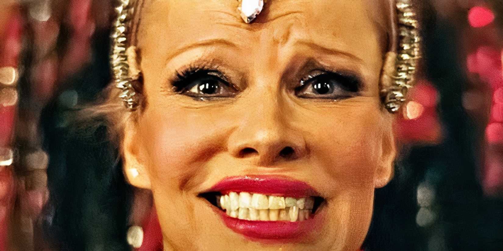Close-up of Pamela Anderson's face in The Last Showgirl