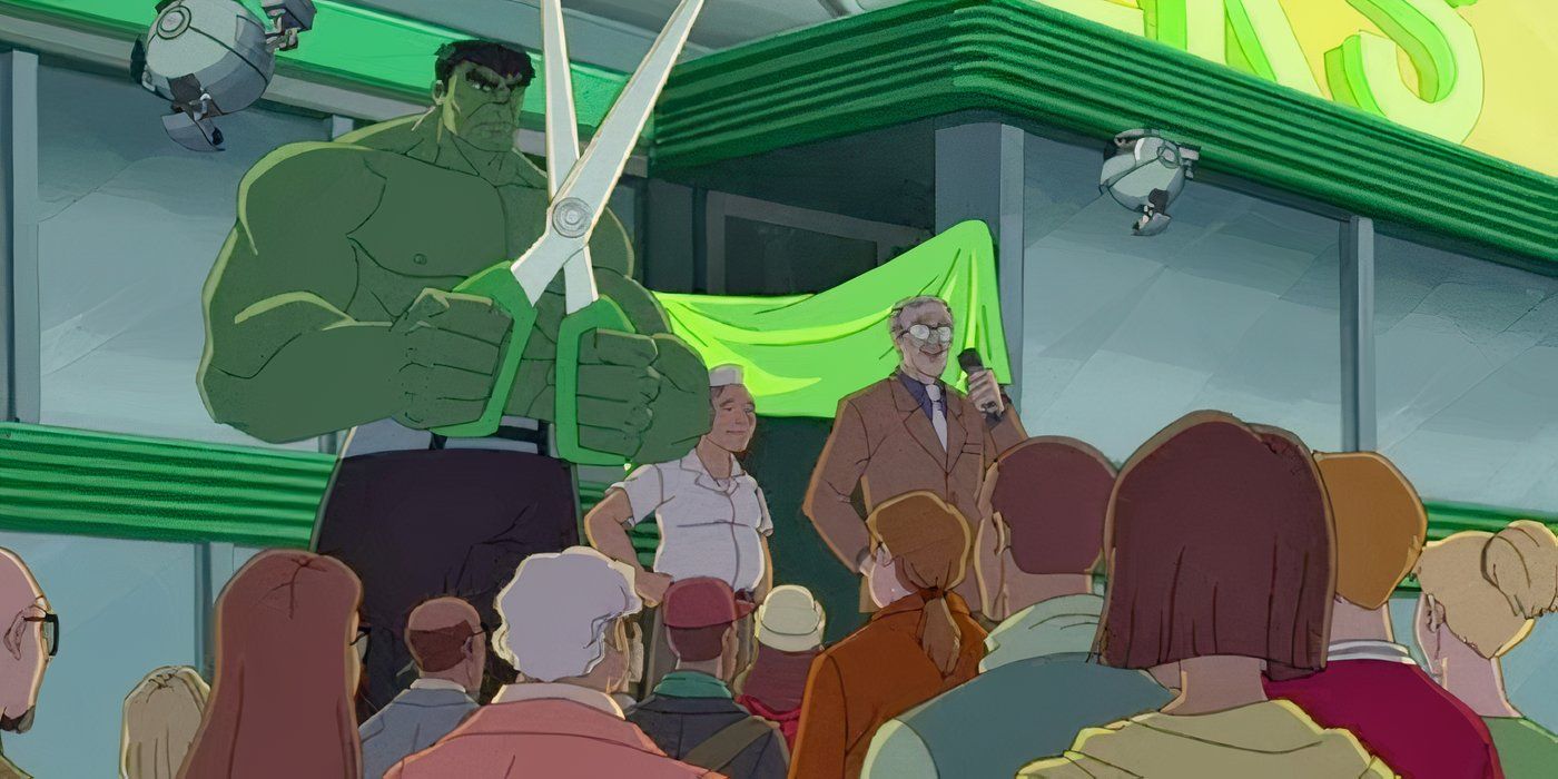 Hulk and Mayor Stan at a ribbon cutting in Hulk and he agents of SMASH