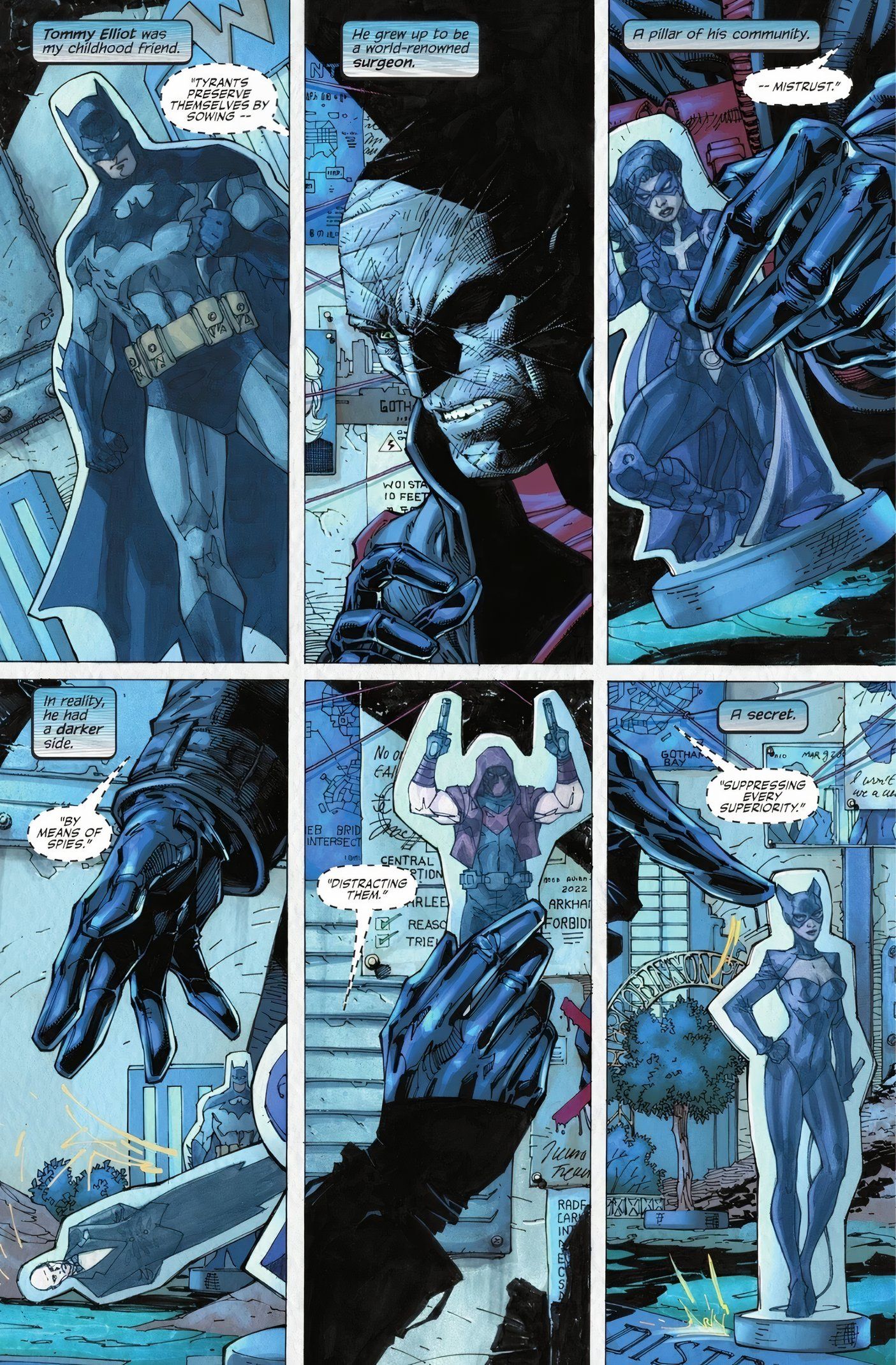 Comic book page: Hush Playing With Cardboard Cut-Outs